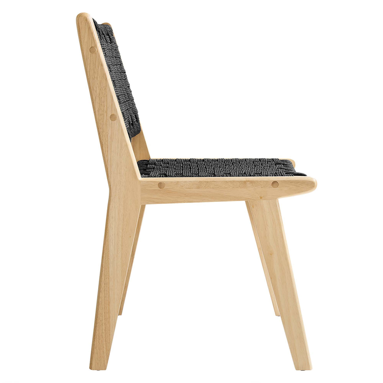 Hunter Dining Chair Set of 2, Natural Wood & Black