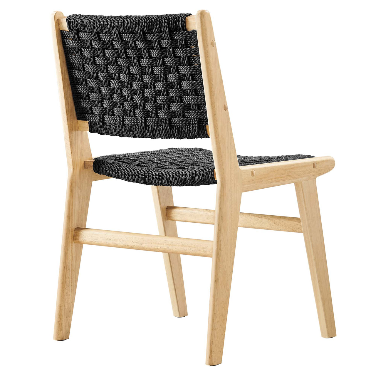 Hunter Dining Chair Set of 2, Natural Wood & Black
