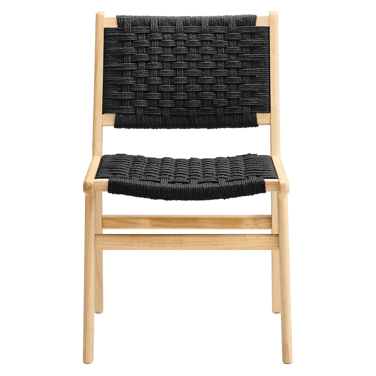 Hunter Dining Chair Set of 2, Natural Wood & Black