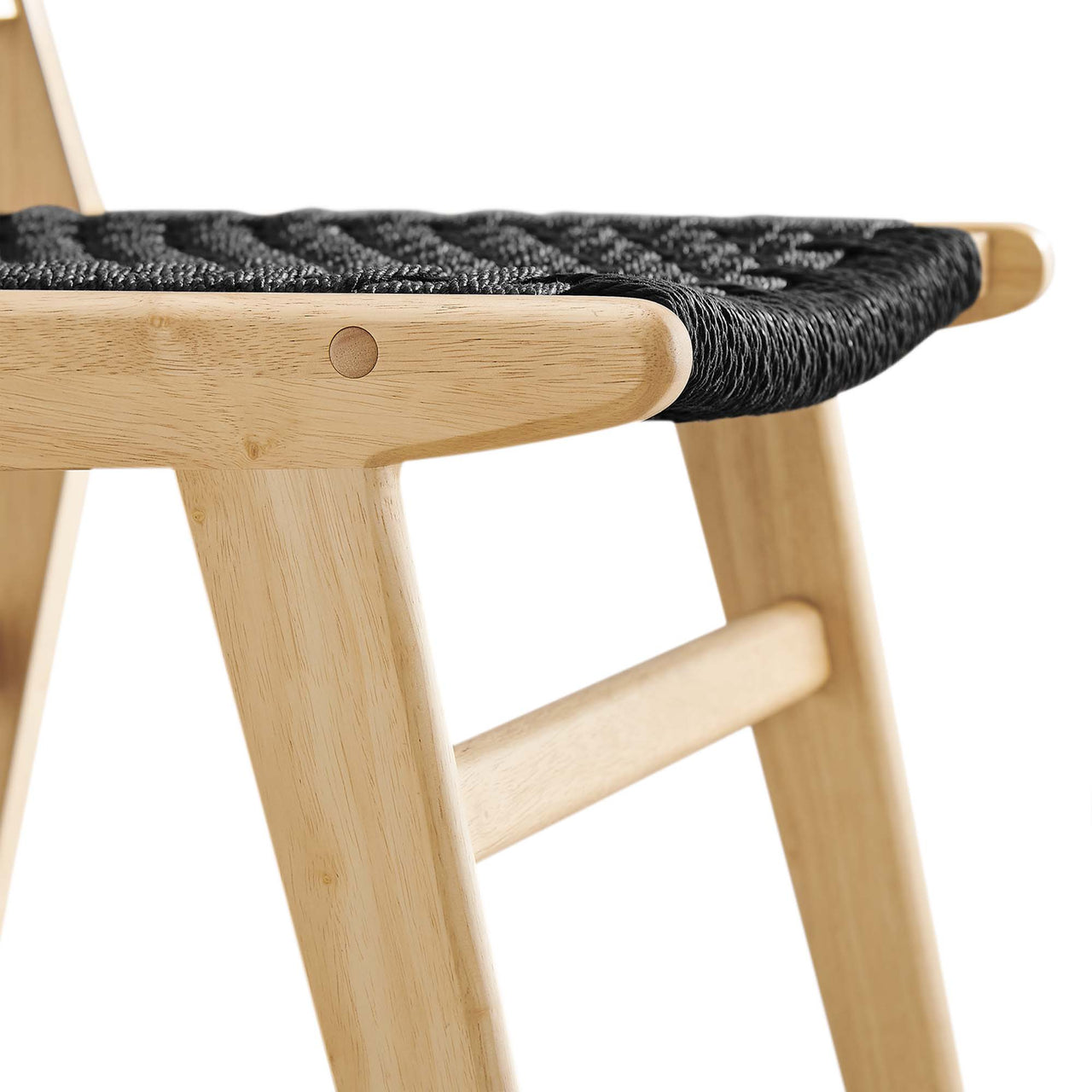 Hunter Dining Chair Set of 2, Natural Wood & Black