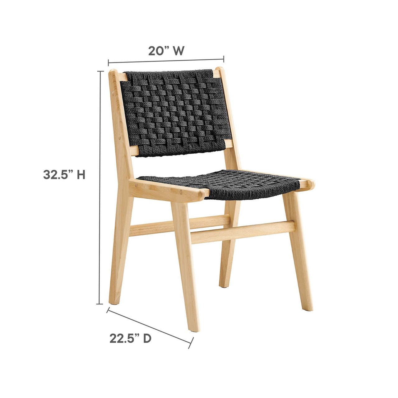 Hunter Dining Chair Set of 2, Natural Wood & Black