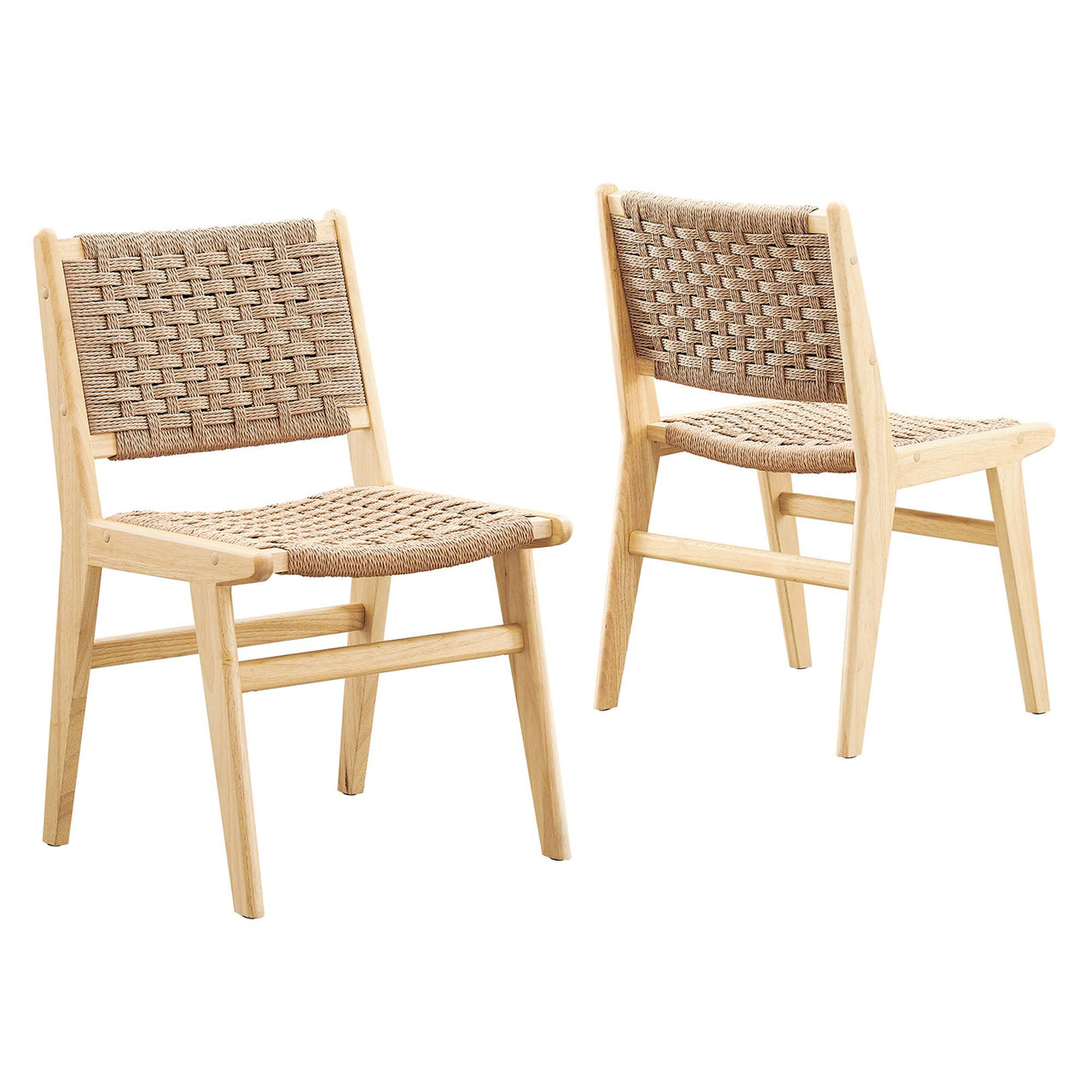 Hunter Dining Chair Set of 2, Natural Wood