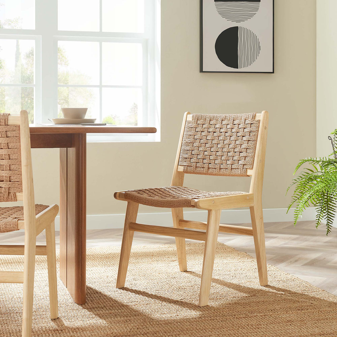 Hunter Dining Chair Set of 2, Natural Wood