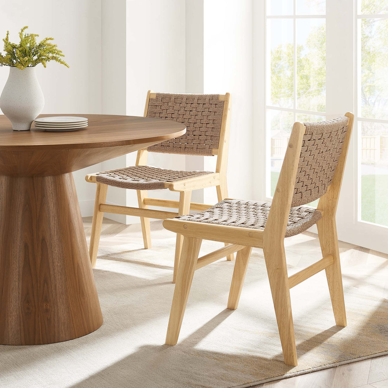 Hunter Dining Chair Set of 2, Natural Wood