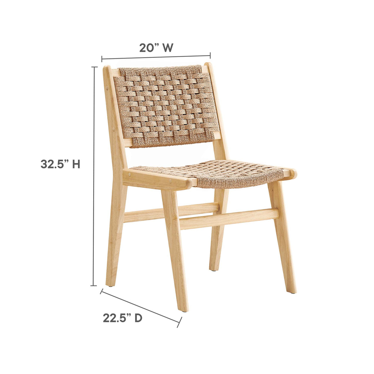 Hunter Dining Chair Set of 2, Natural Wood