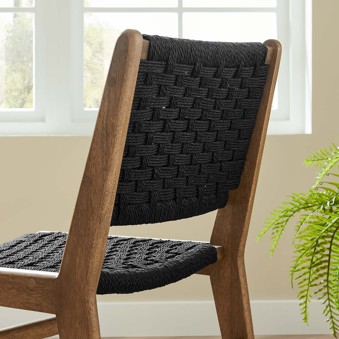 Hunter Dining Chair Set of 2, Walnut & Black