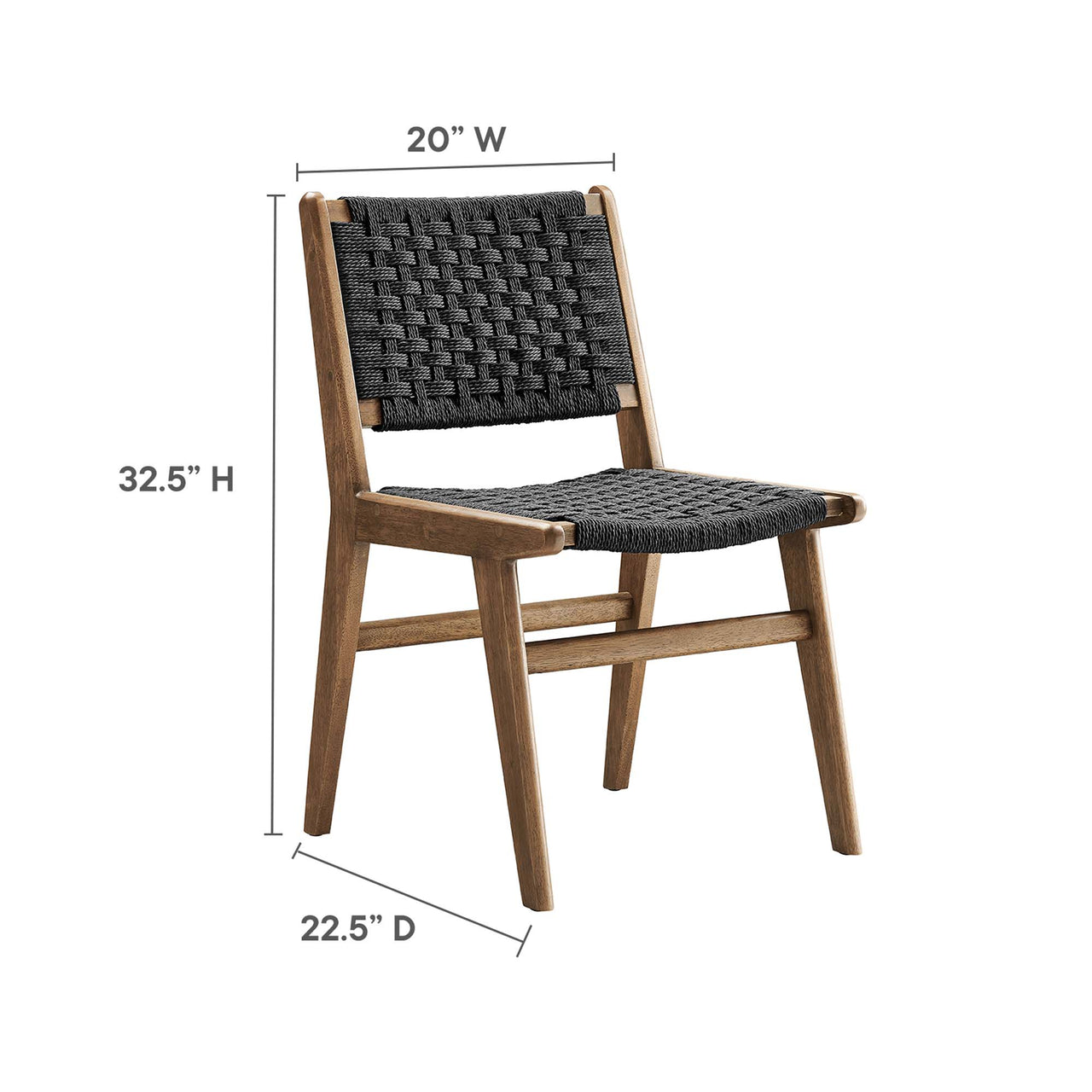 Hunter Dining Chair Set of 2, Walnut & Black