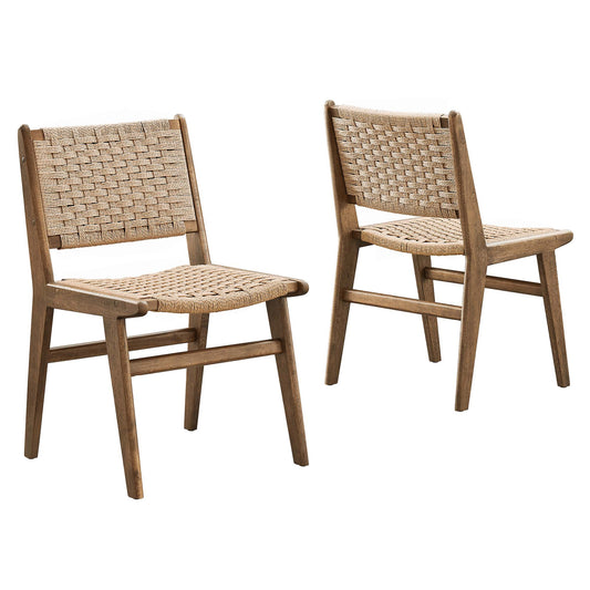 Hunter Dining Chair Set of 2, Walnut & Natural Wood