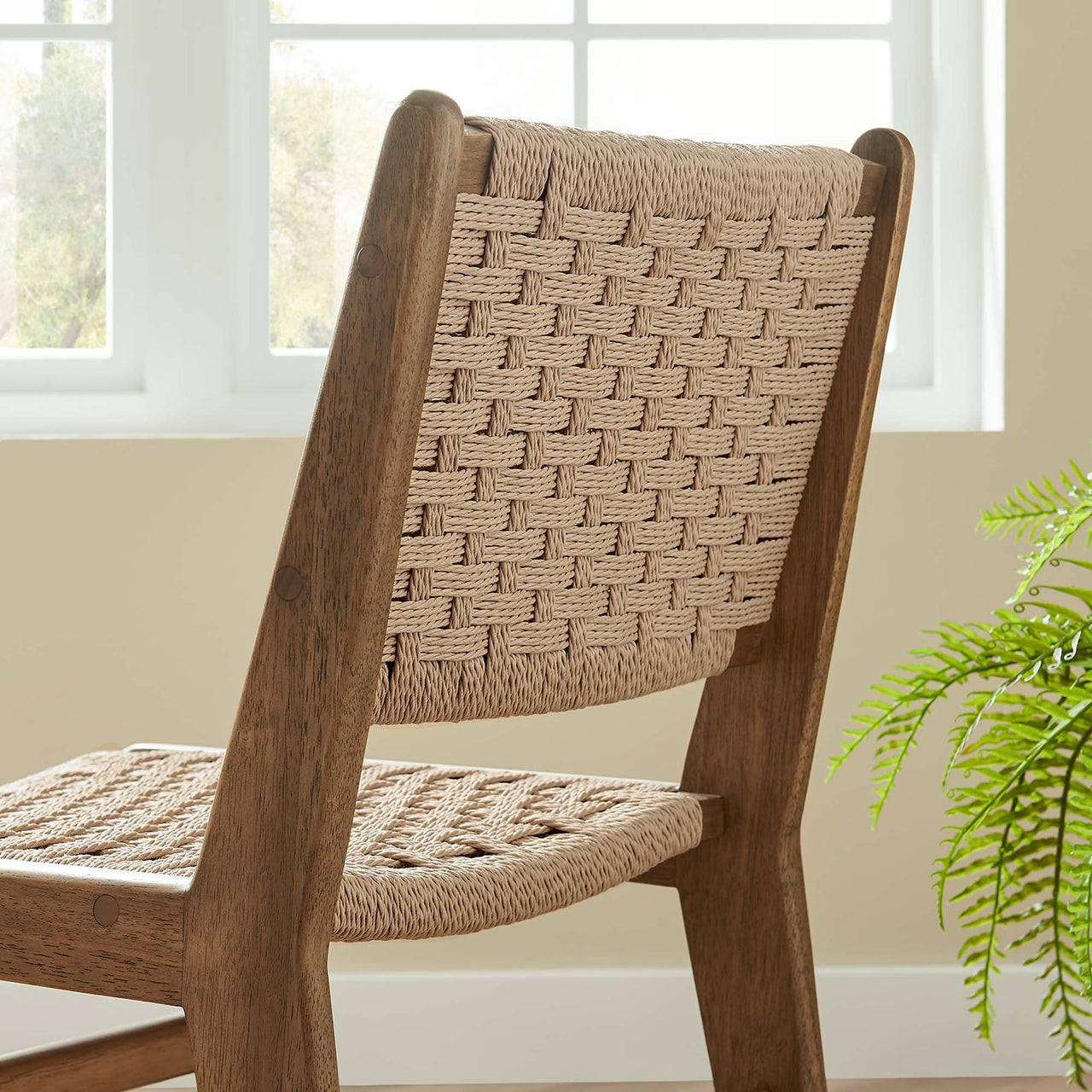 Hunter Dining Chair Set of 2, Walnut & Natural Wood