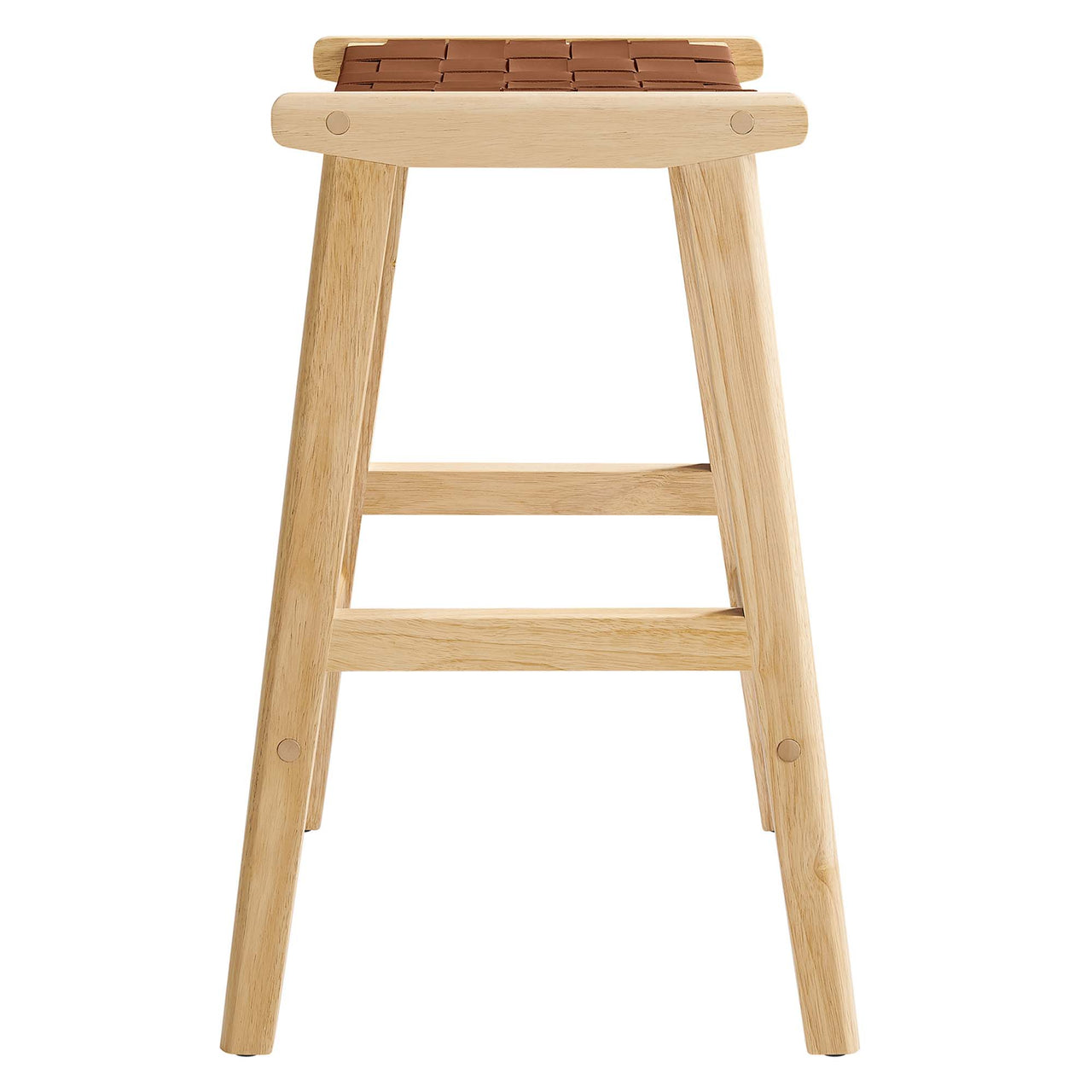 Hunter Eco-Leather Counter Stool Set of 2, Natural Wood & Brown