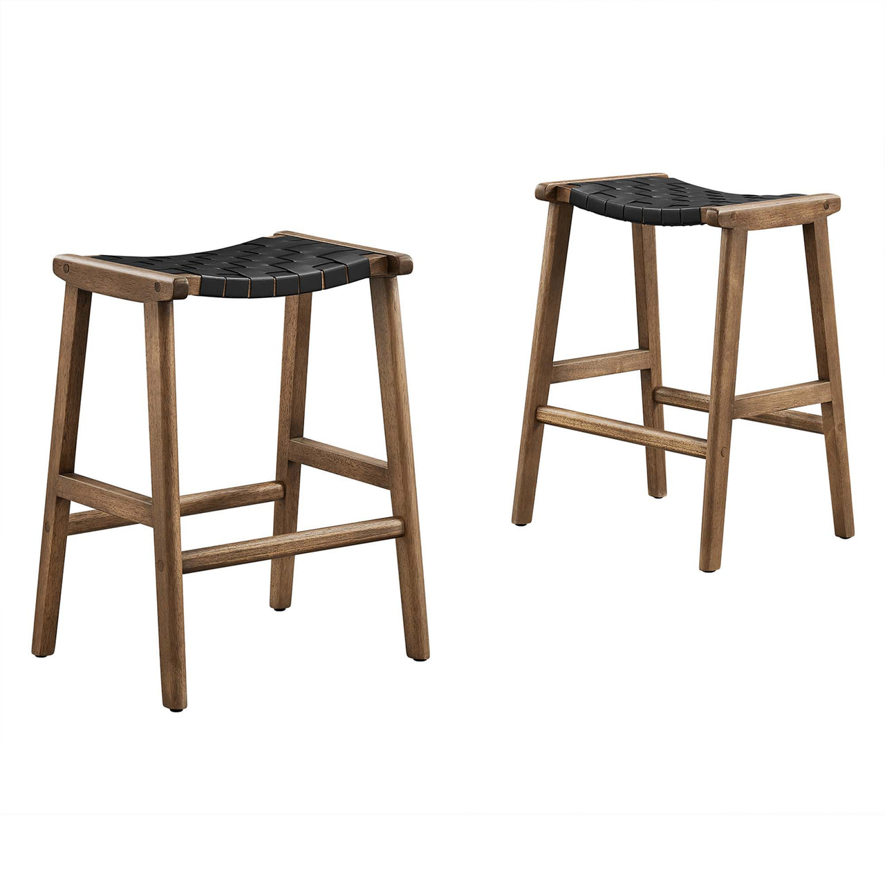 Hunter Eco-Leather Counter Stool Set of 2, Walnut & Black