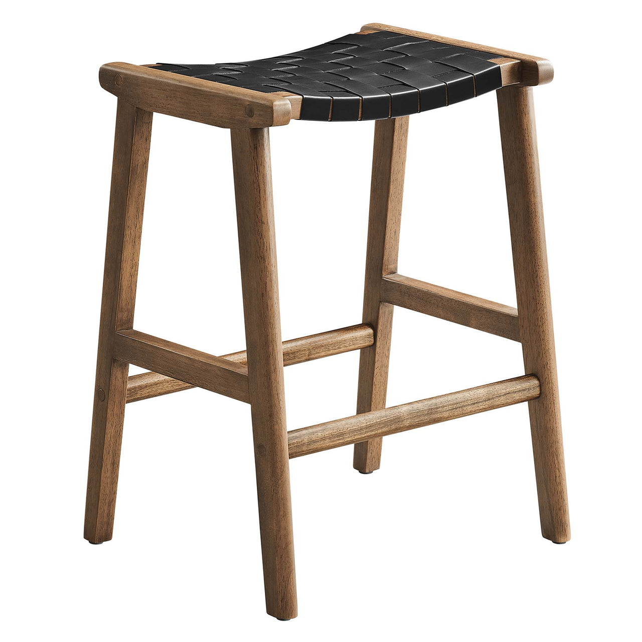 Hunter Eco-Leather Counter Stool Set of 2, Walnut & Black