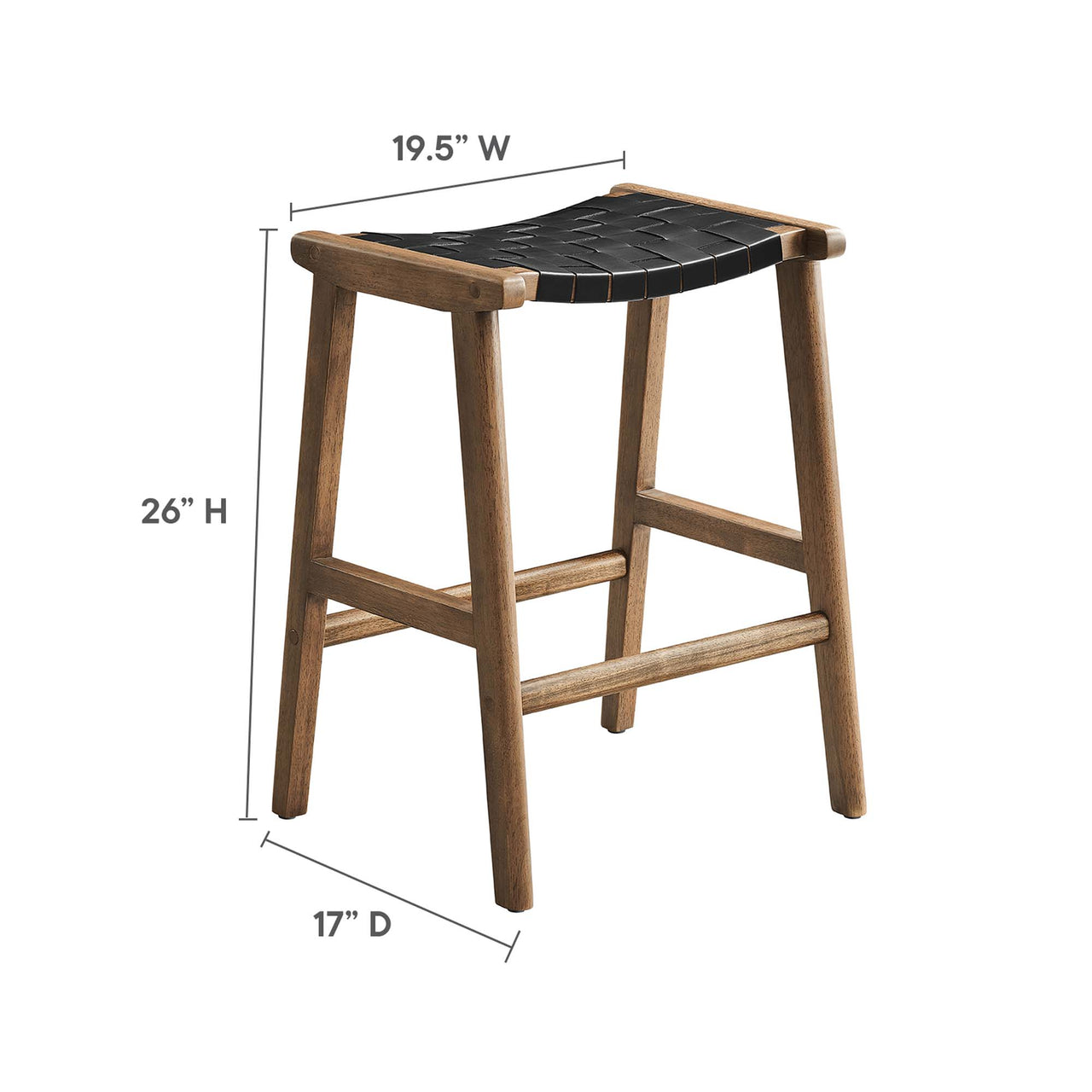 Hunter Eco-Leather Counter Stool Set of 2, Walnut & Black