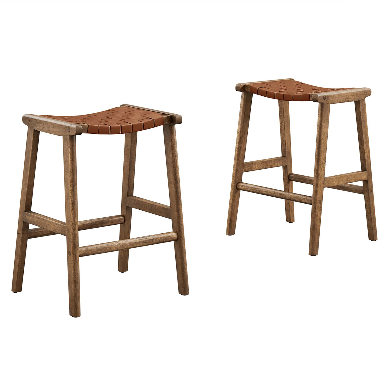 Hunter Eco-Leather Counter Stool Set of 2, Walnut & Brown