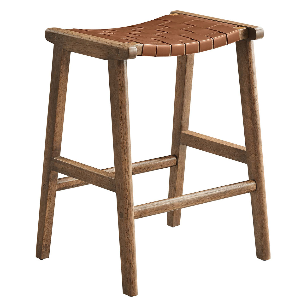 Hunter Eco-Leather Counter Stool Set of 2, Walnut & Brown