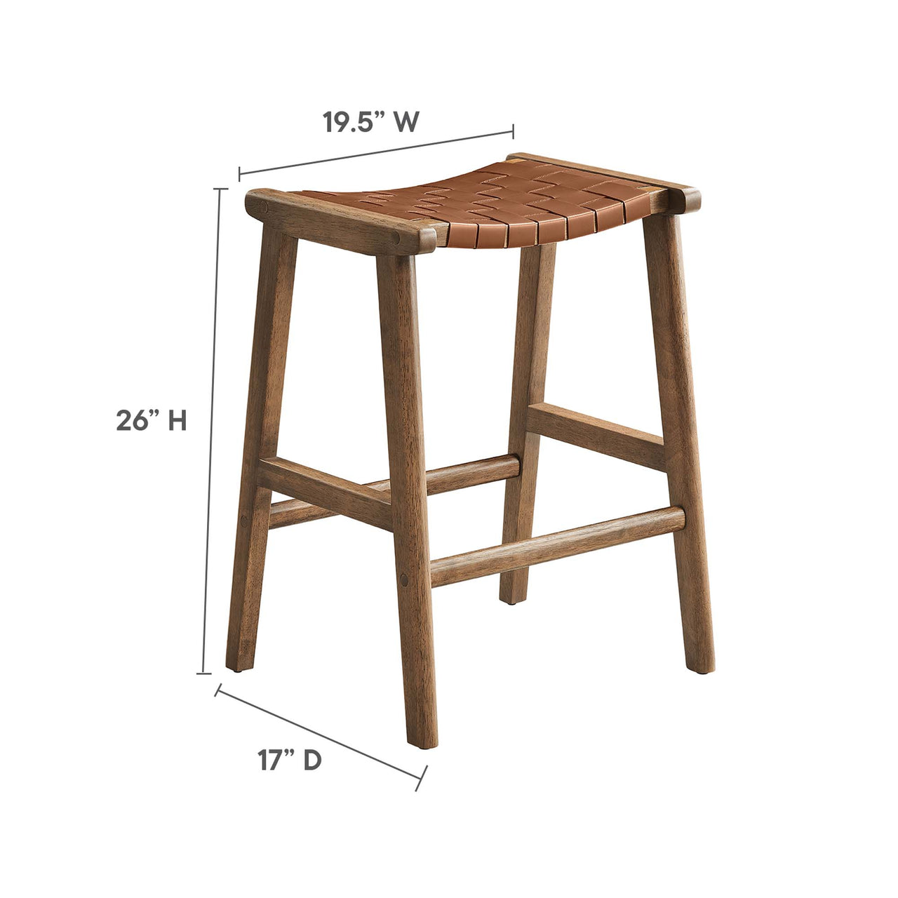 Hunter Eco-Leather Counter Stool Set of 2, Walnut & Brown