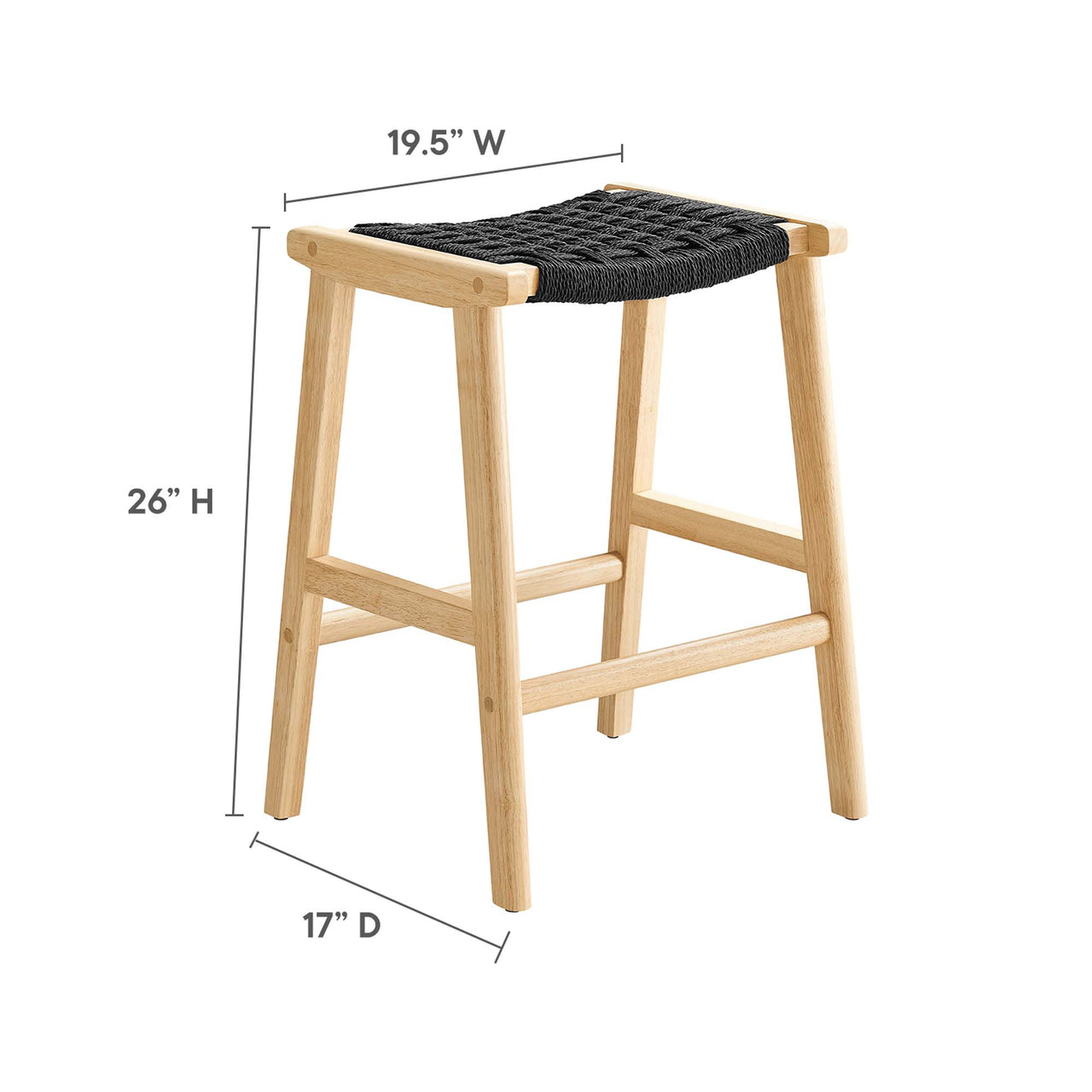 Hunter Counter Stool Set of 2, Natural Wood & Black
