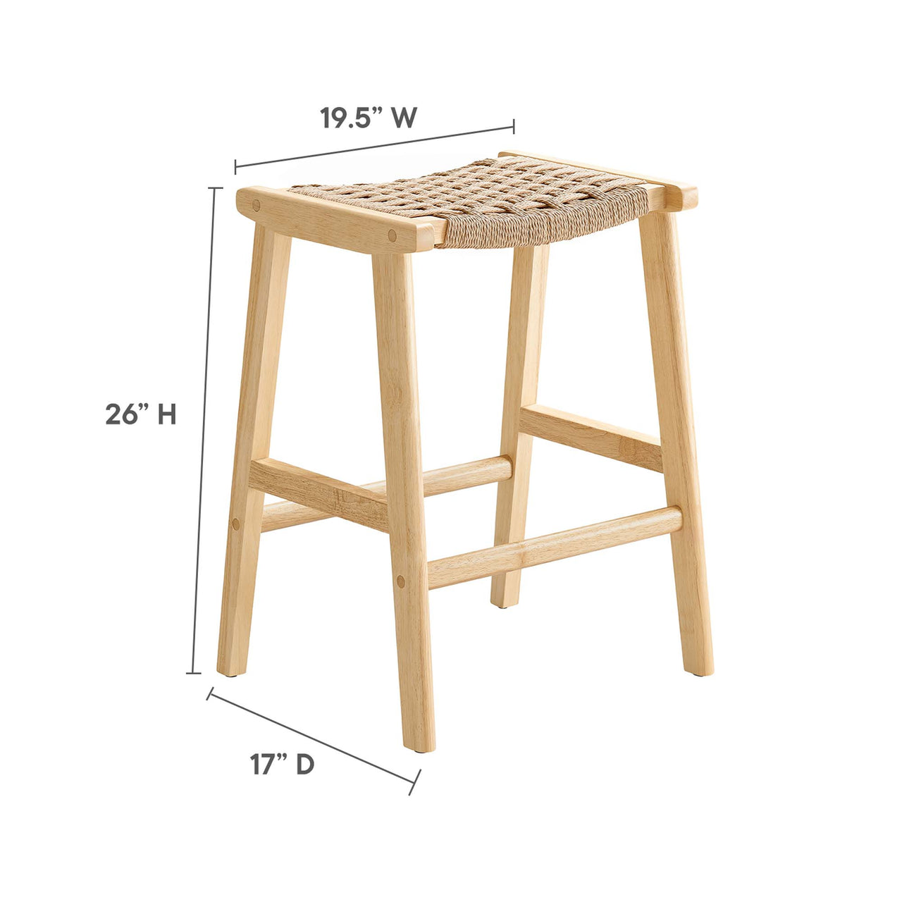 Hunter Counter Stool Set of 2, Natural Wood