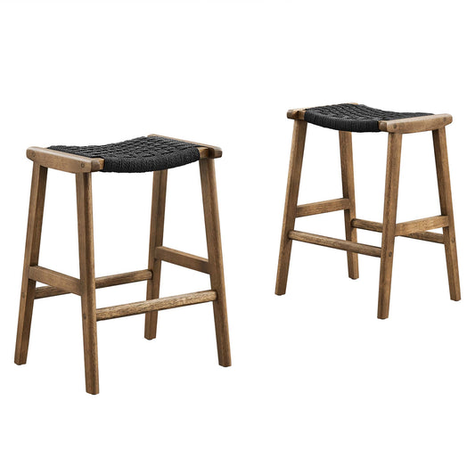 Hunter Counter Stool Set of 2, Walnut & Black