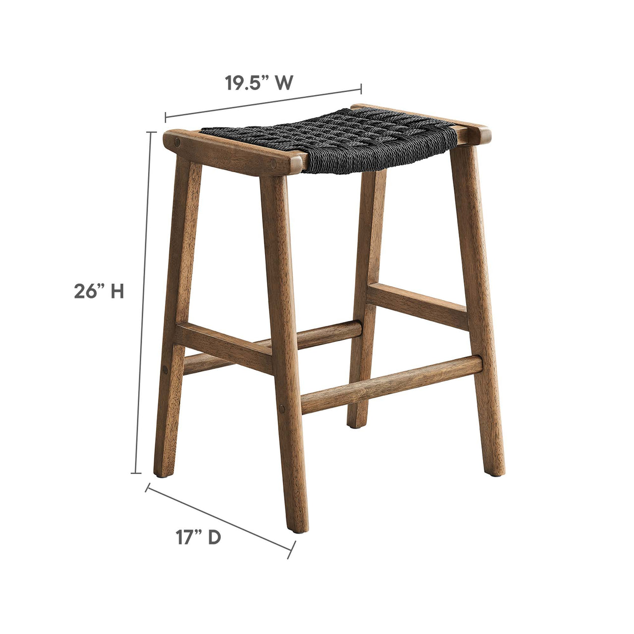 Hunter Counter Stool Set of 2, Walnut & Black