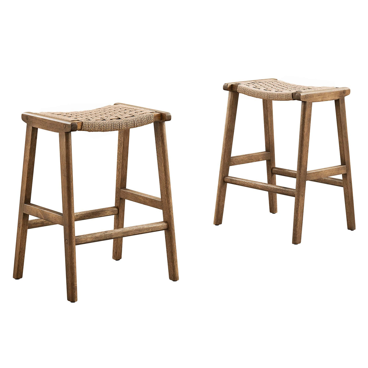 Hunter Counter Stool Set of 2, Walnut & Natural Wood