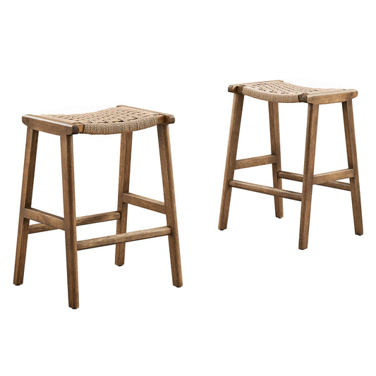 Hunter Counter Stool Set of 2, Walnut & Natural Wood