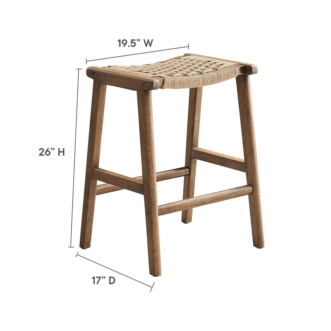 Hunter Counter Stool Set of 2, Walnut & Natural Wood