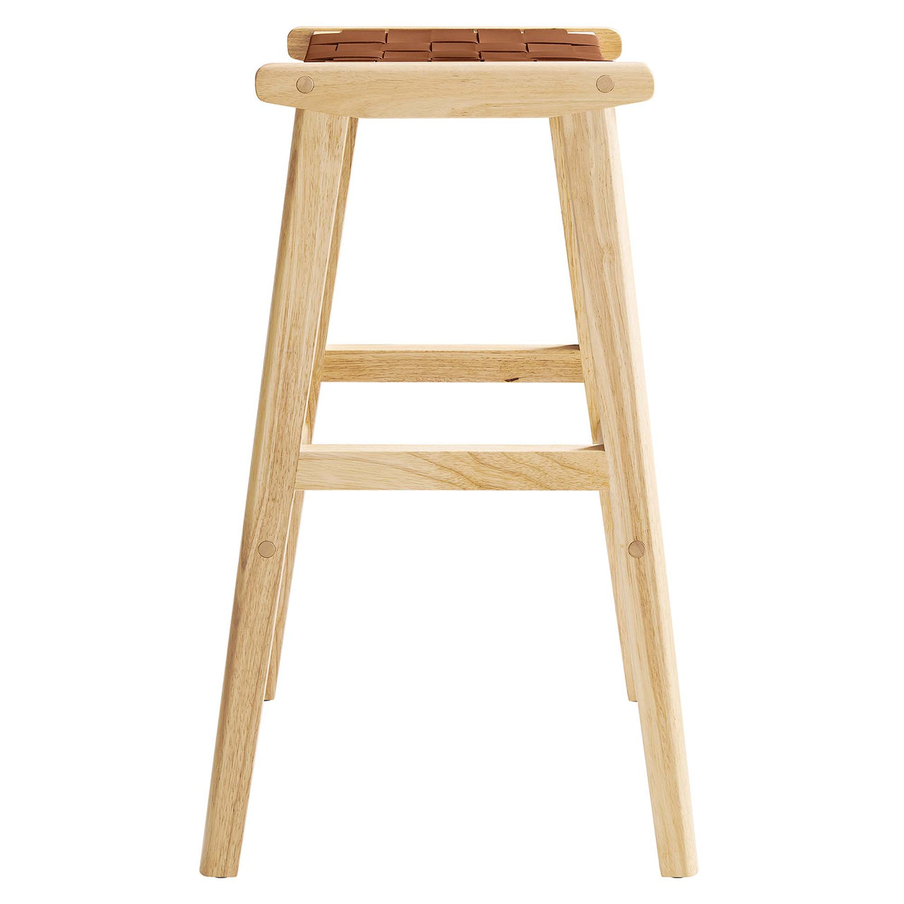 Hunter Bar Stool Set of 2, Natural Wood & Brown