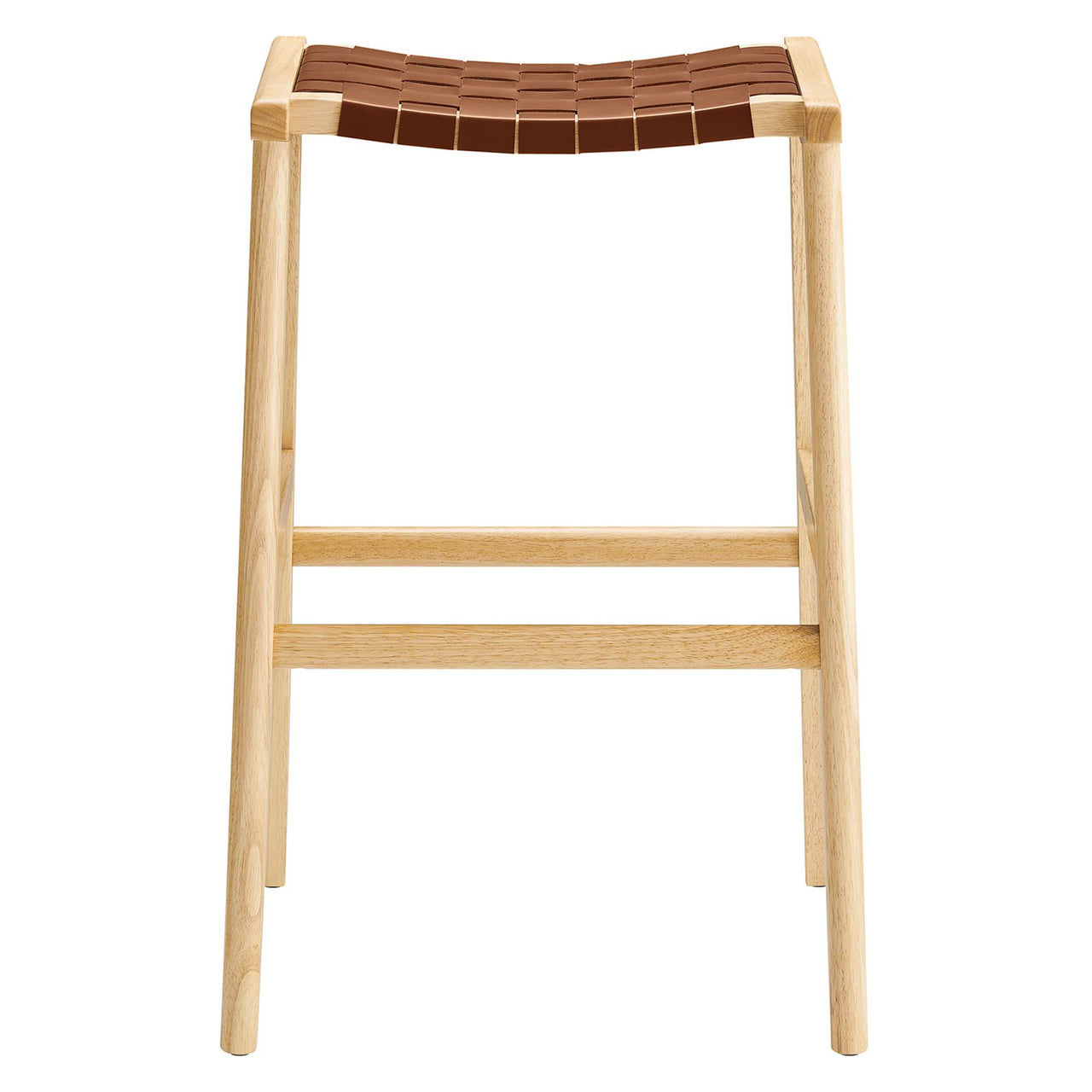Hunter Bar Stool Set of 2, Natural Wood & Brown
