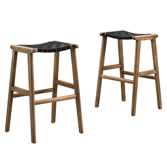 Hunter Bar Stool Set of 2, Walnut & Black