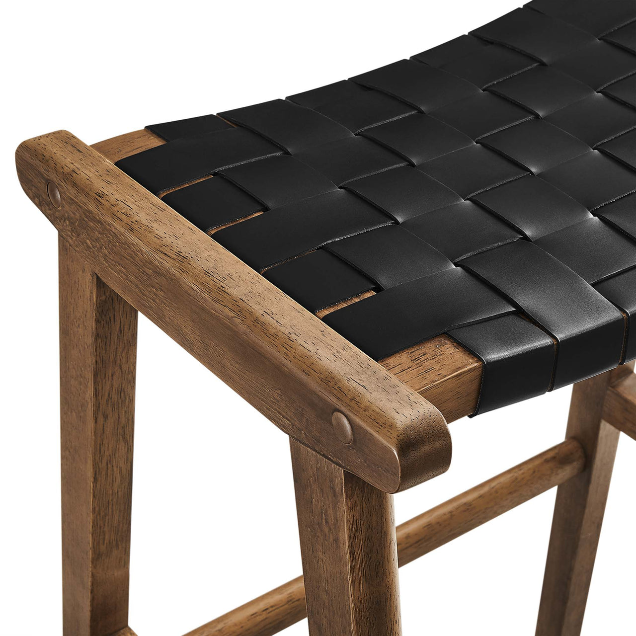 Hunter Bar Stool Set of 2, Walnut & Black