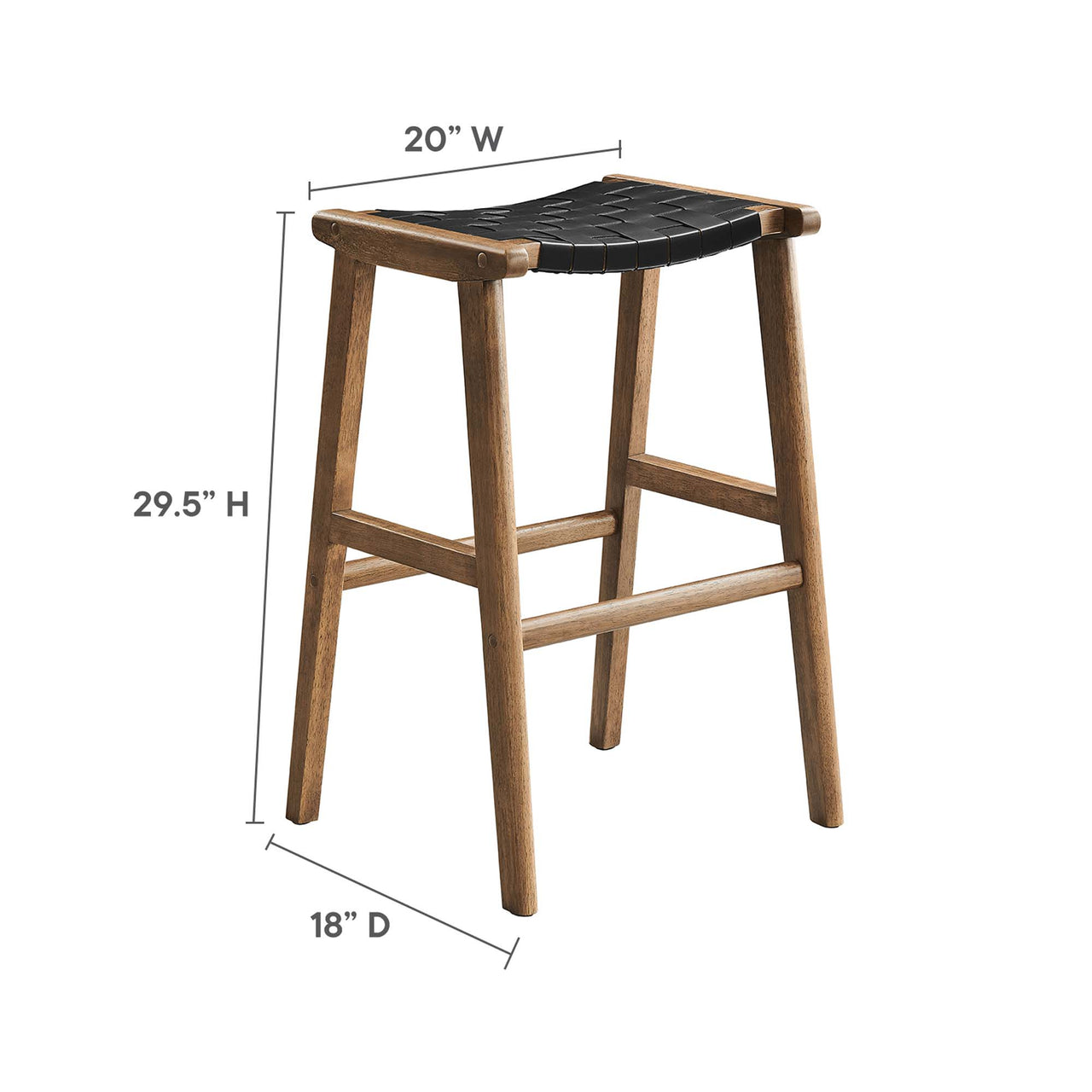 Hunter Bar Stool Set of 2, Walnut & Black