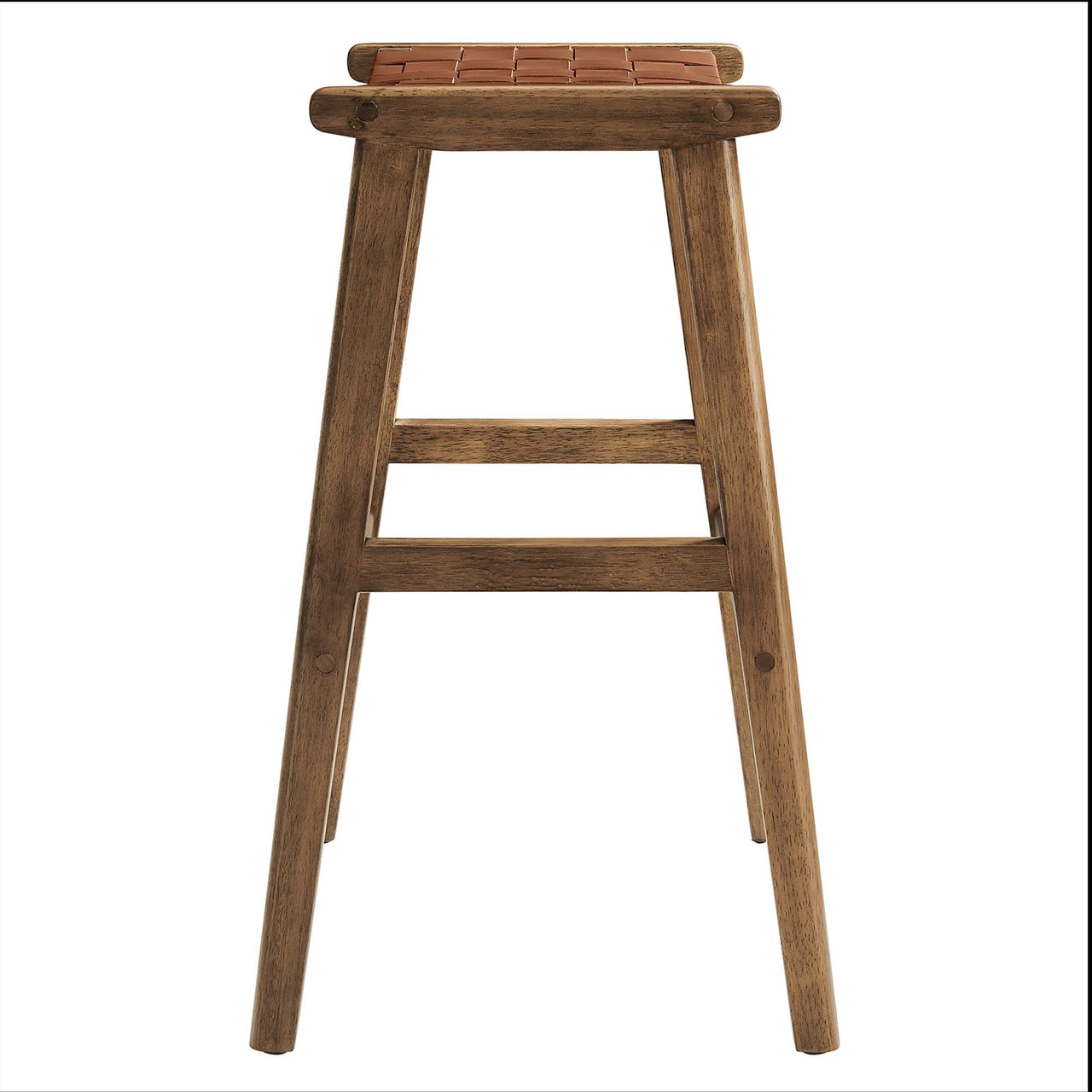 Hunter Bar Stool Set of 2, Walnut & Brown