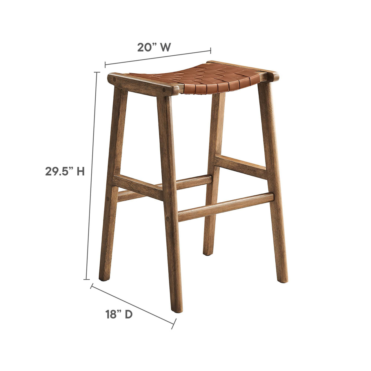 Hunter Bar Stool Set of 2, Walnut & Brown