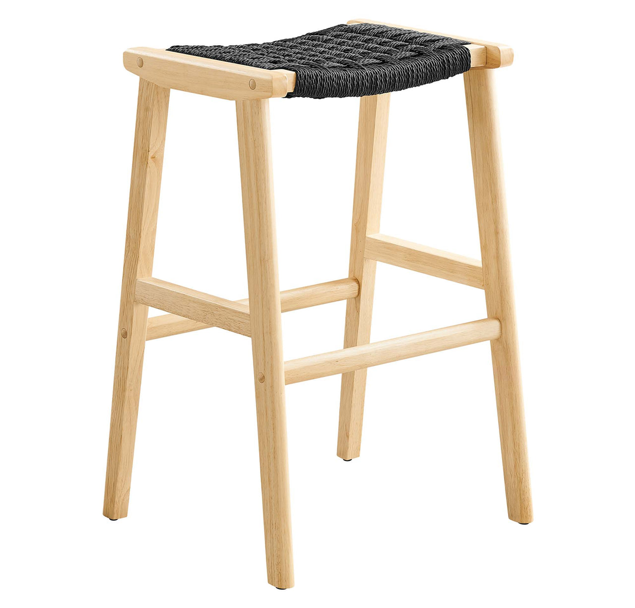 Hunter Bar Stool Set of 2, Natural Wood & Black