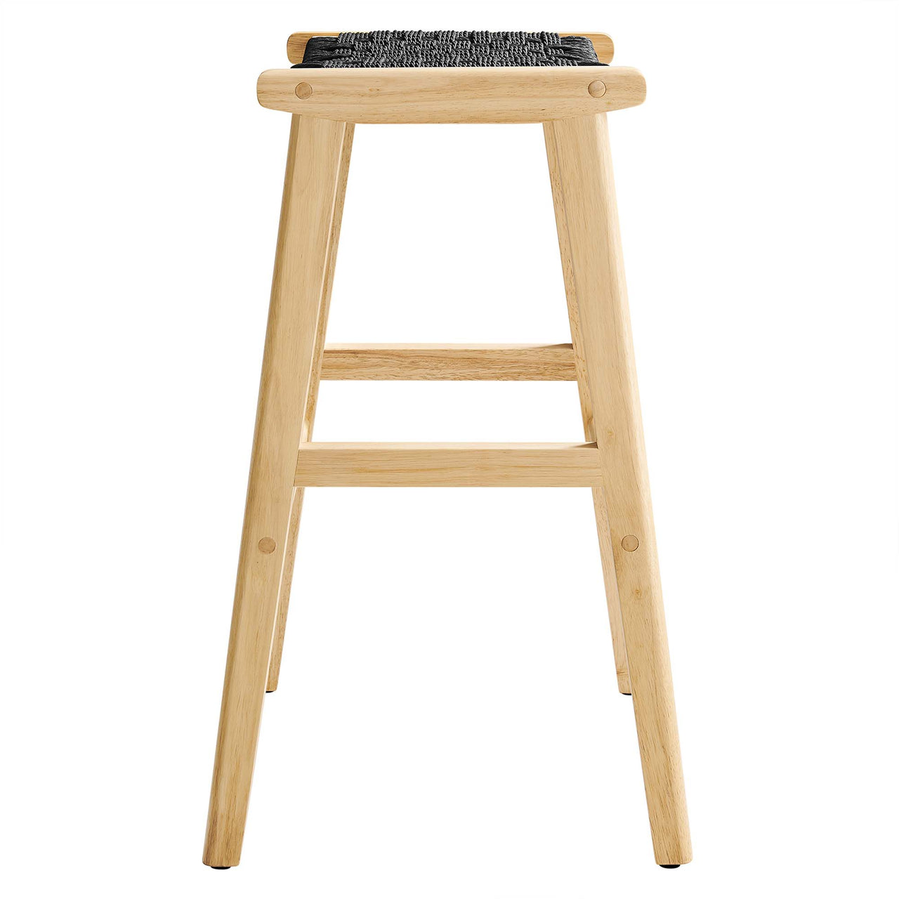Hunter Bar Stool Set of 2, Natural Wood & Black