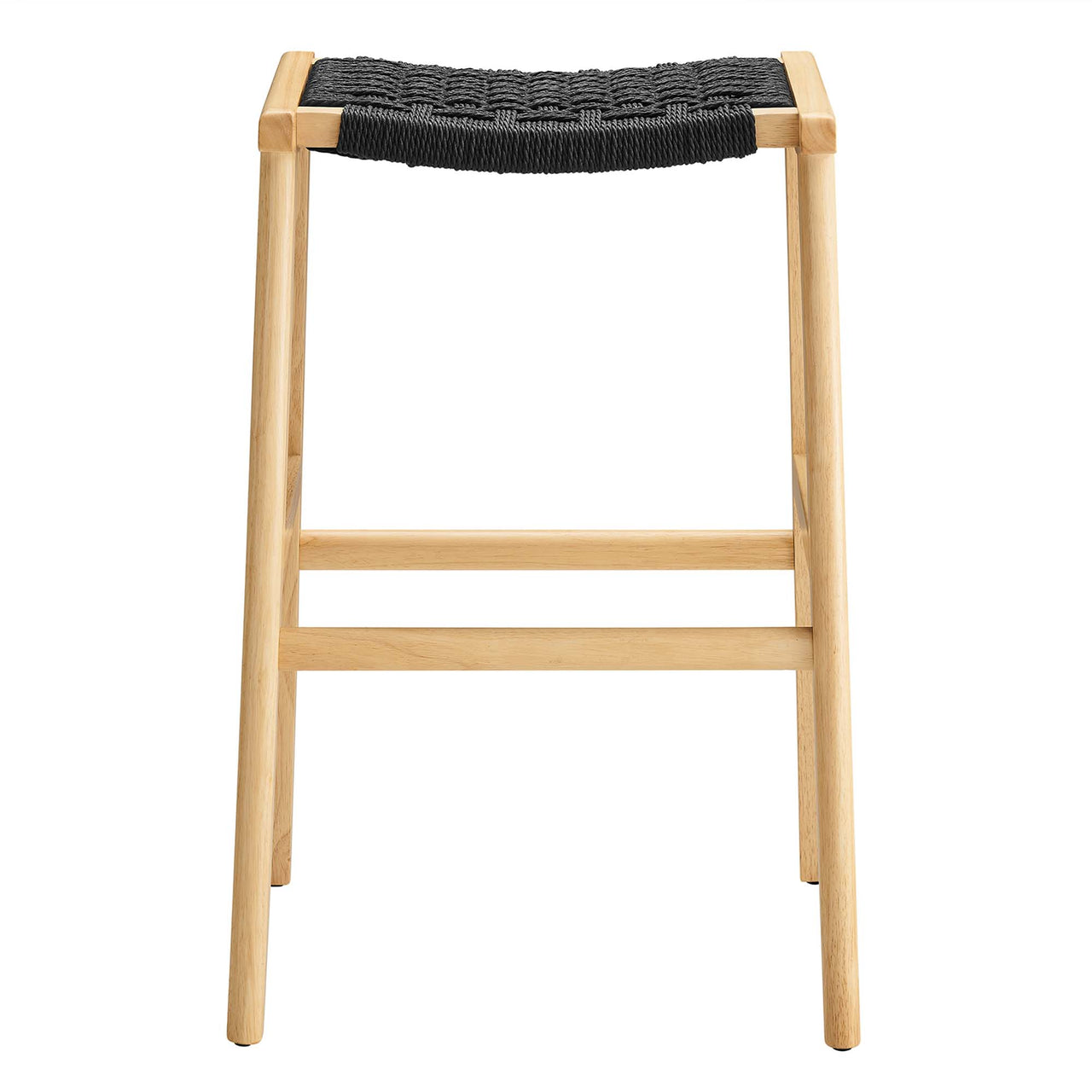 Hunter Bar Stool Set of 2, Natural Wood & Black