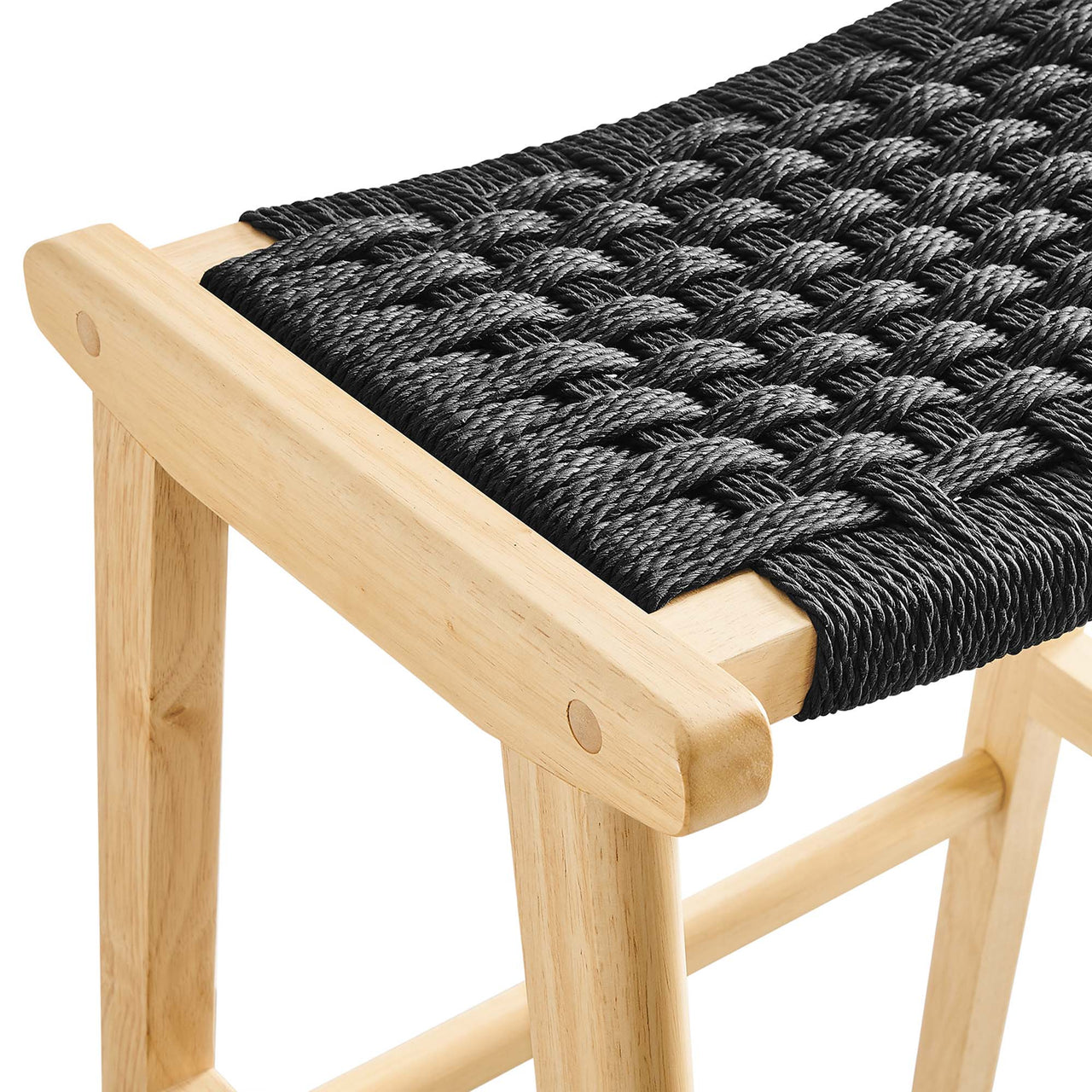 Hunter Bar Stool Set of 2, Natural Wood & Black