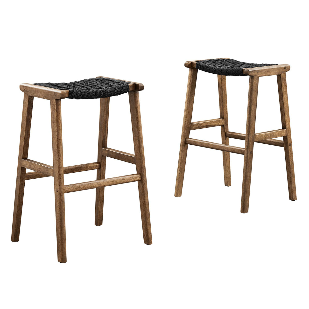 Hunter Bar Stool Set of 2, Walnut & Black