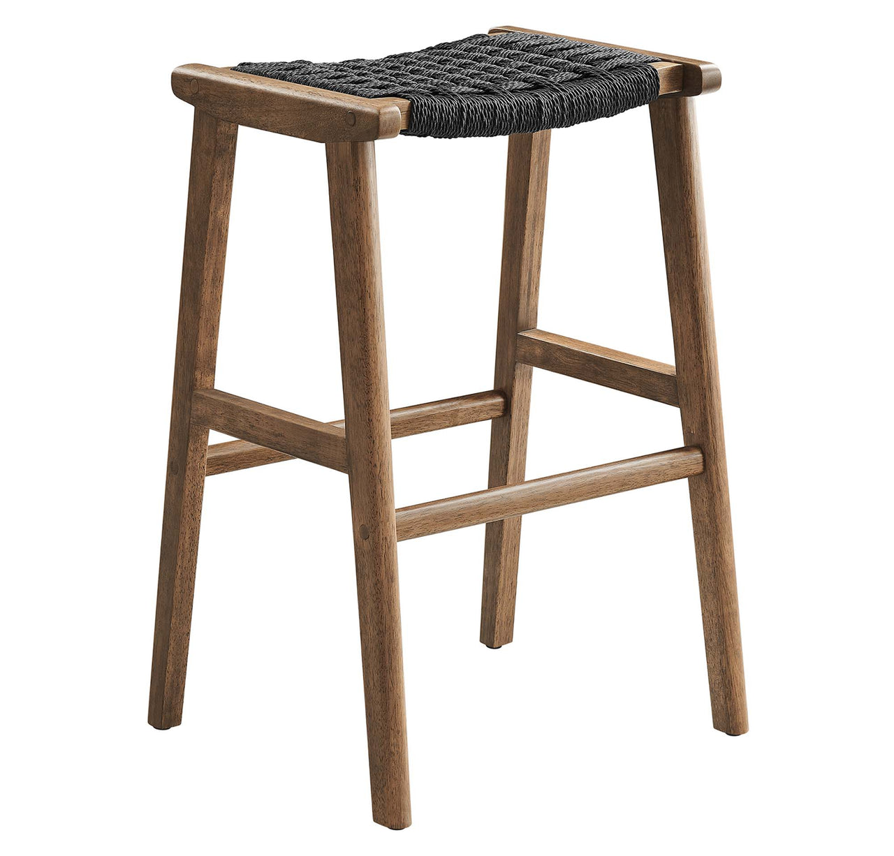 Hunter Bar Stool Set of 2, Walnut & Black