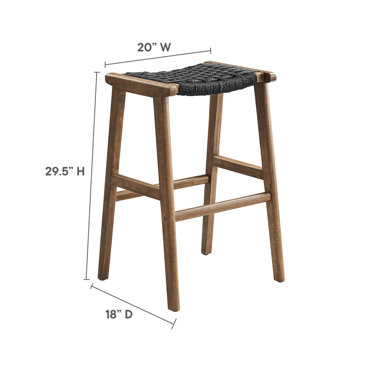 Hunter Bar Stool Set of 2, Walnut & Black