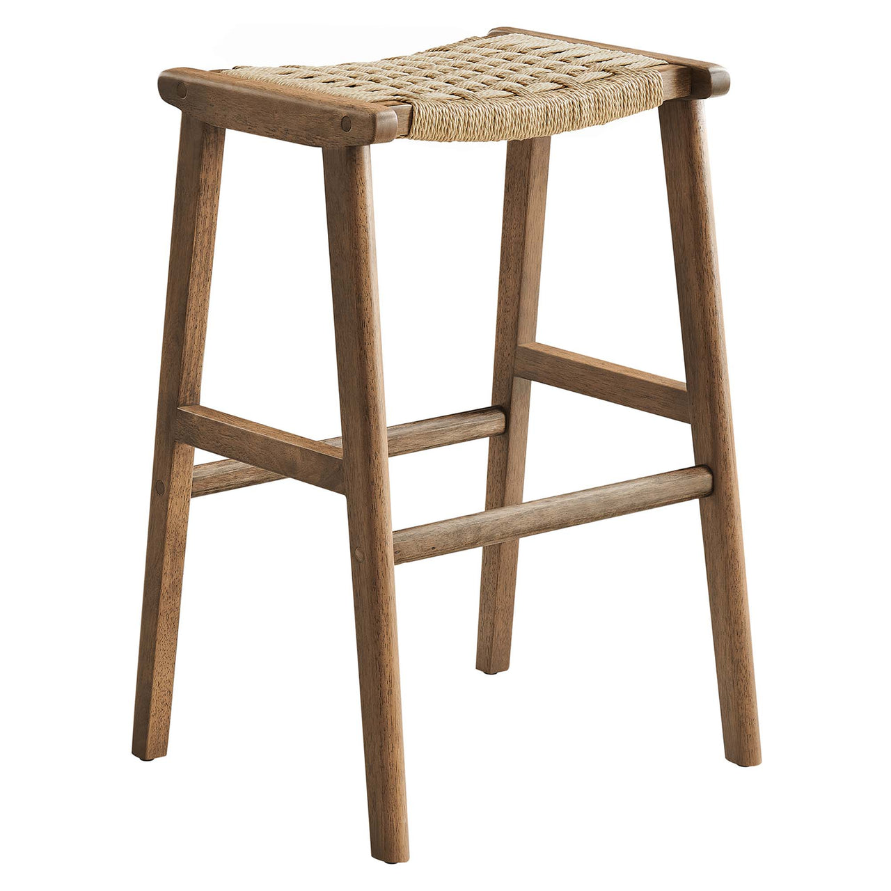 Hunter Bar Stool Set of 2, Walnut & Natural Wood
