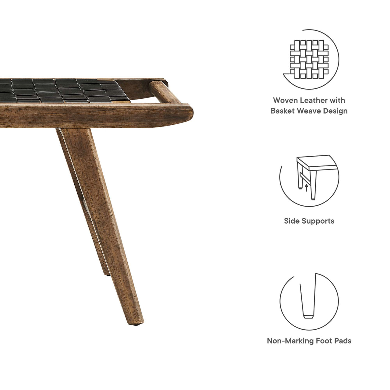 Hunter Eco-Leather Bench, Walnut & Black