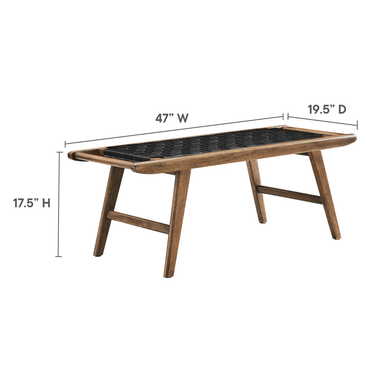 Hunter Eco-Leather Bench, Walnut & Black