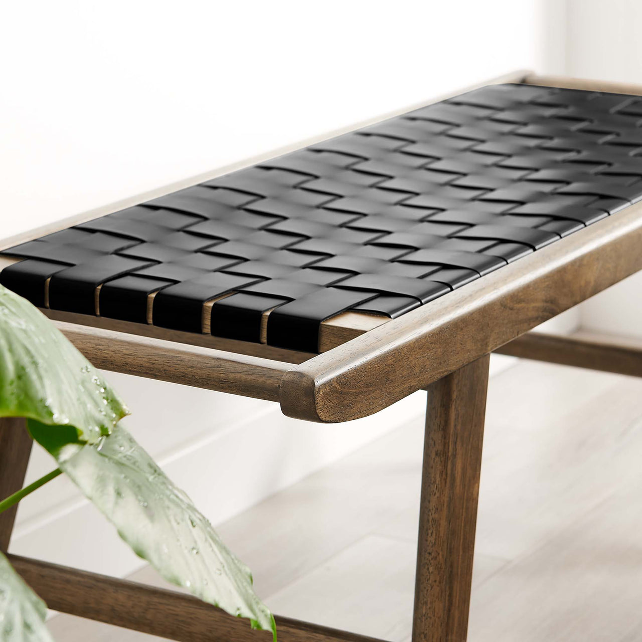 Hunter Eco-Leather Bench, Walnut & Black