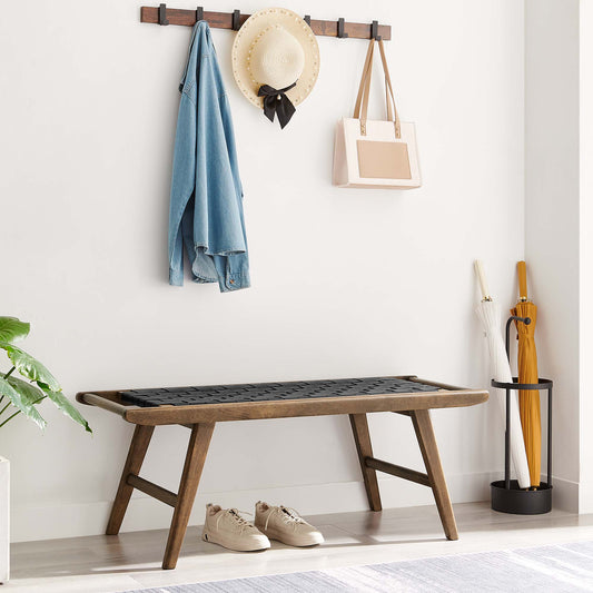 Hunter Eco-Leather Bench, Walnut & Black