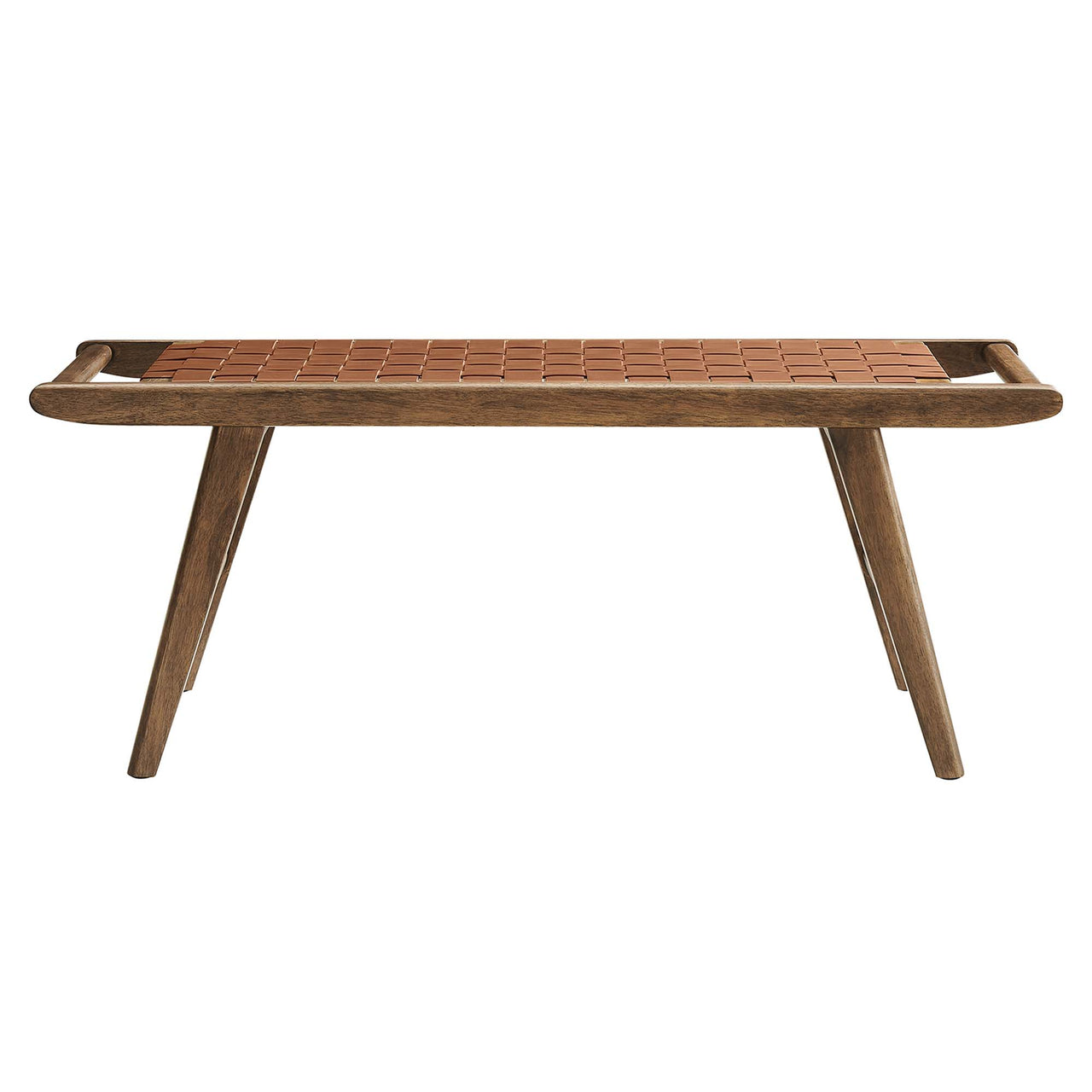 Hunter Eco-Leather Bench, Walnut & Brown