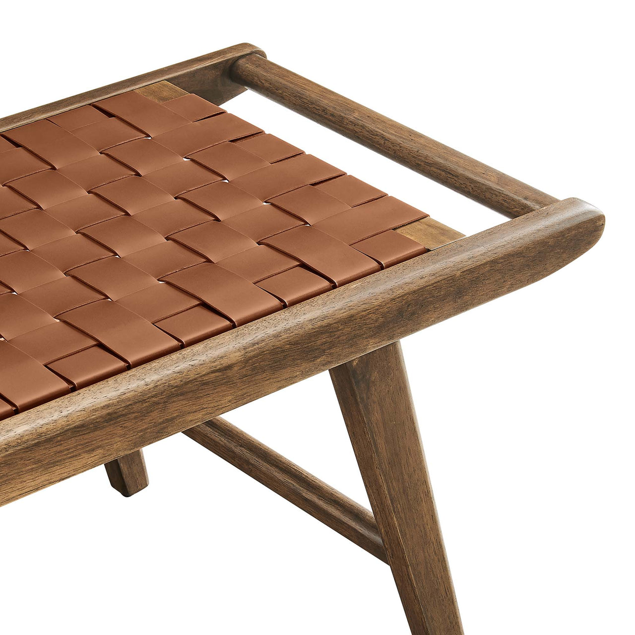 Hunter Eco-Leather Bench, Walnut & Brown