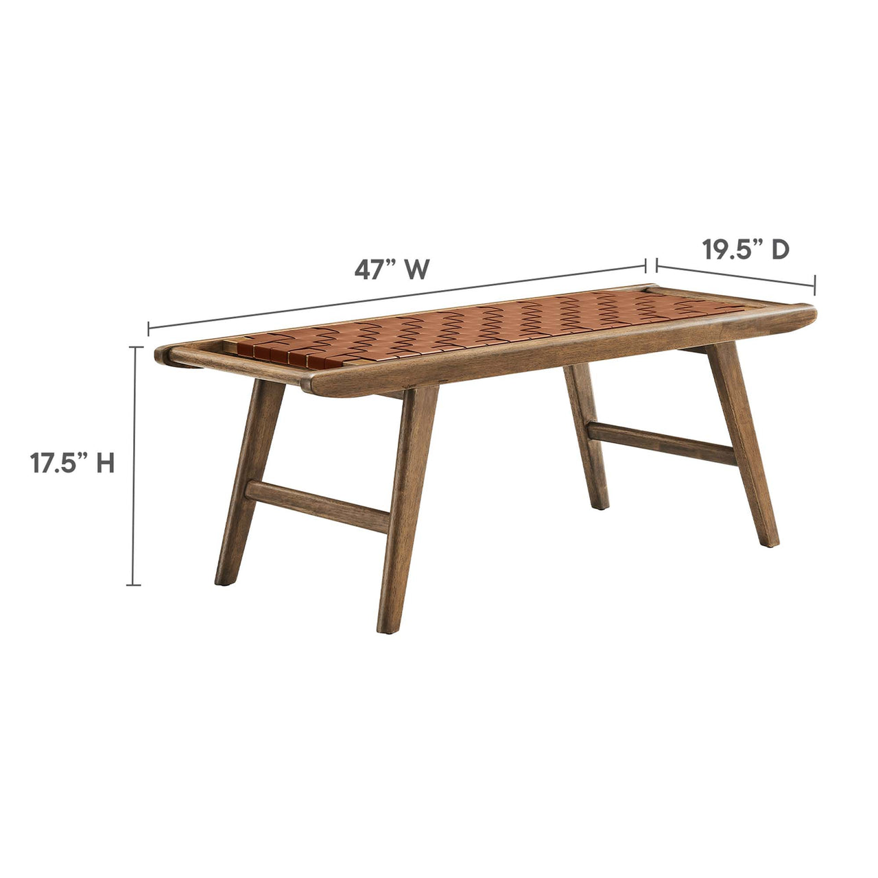 Hunter Eco-Leather Bench, Walnut & Brown