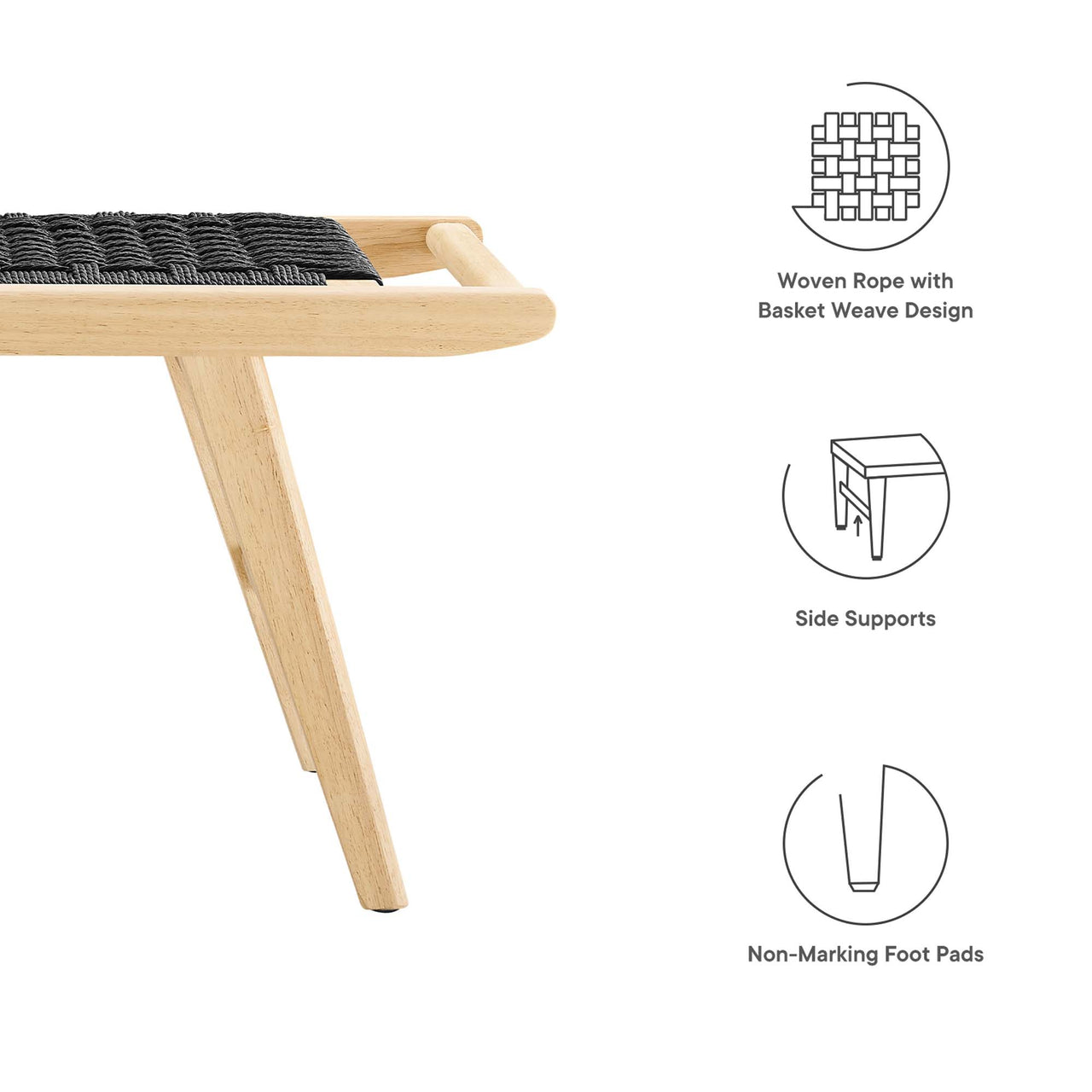 Hunter Bench, Natural Wood & Black